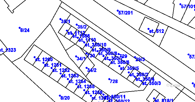 Parcela st. 350/8 v KÚ Michálkovice, Katastrální mapa