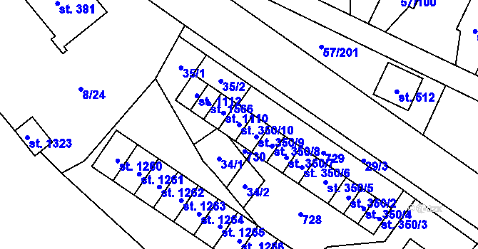 Parcela st. 350/10 v KÚ Michálkovice, Katastrální mapa
