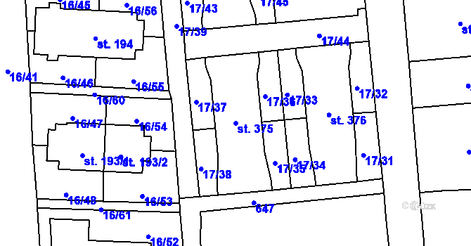 Parcela st. 375 v KÚ Michálkovice, Katastrální mapa