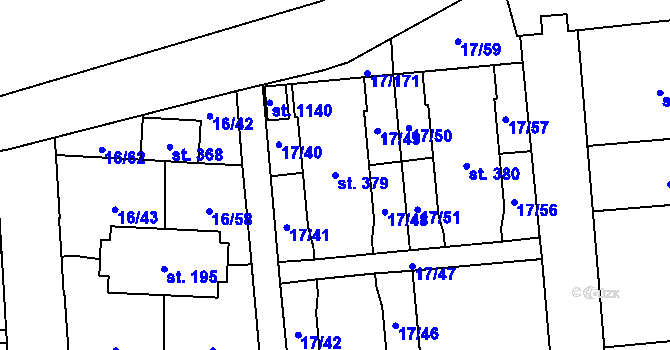 Parcela st. 379 v KÚ Michálkovice, Katastrální mapa