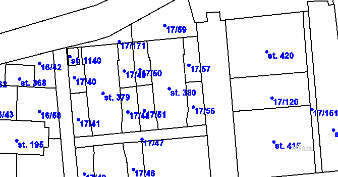 Parcela st. 380 v KÚ Michálkovice, Katastrální mapa