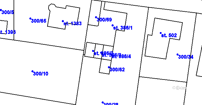 Parcela st. 386/3 v KÚ Michálkovice, Katastrální mapa