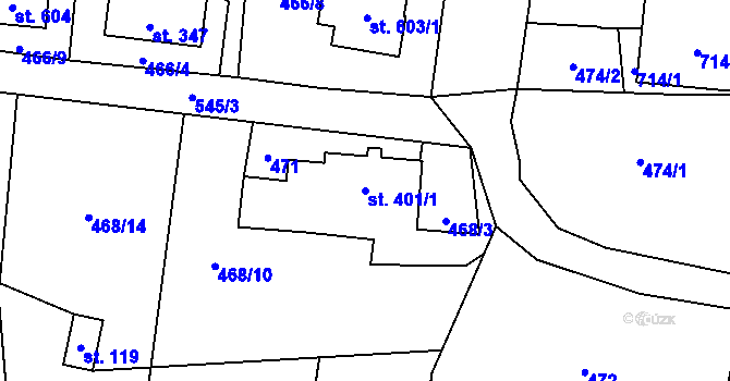 Parcela st. 401/1 v KÚ Michálkovice, Katastrální mapa