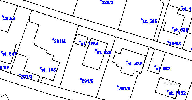 Parcela st. 428 v KÚ Michálkovice, Katastrální mapa