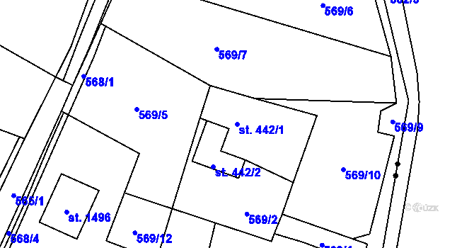 Parcela st. 442/1 v KÚ Michálkovice, Katastrální mapa
