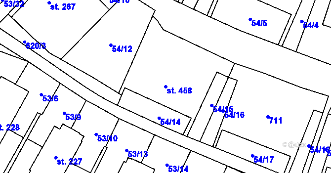 Parcela st. 458 v KÚ Michálkovice, Katastrální mapa