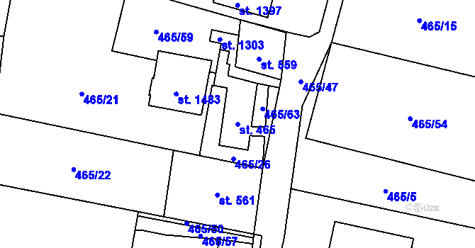 Parcela st. 465 v KÚ Michálkovice, Katastrální mapa