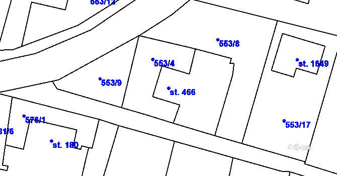 Parcela st. 466 v KÚ Michálkovice, Katastrální mapa