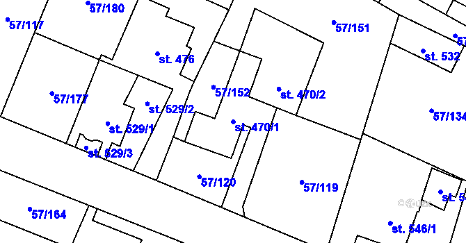 Parcela st. 470/1 v KÚ Michálkovice, Katastrální mapa