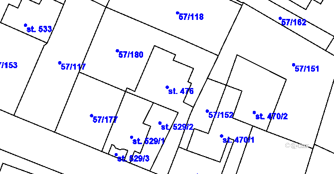Parcela st. 476 v KÚ Michálkovice, Katastrální mapa