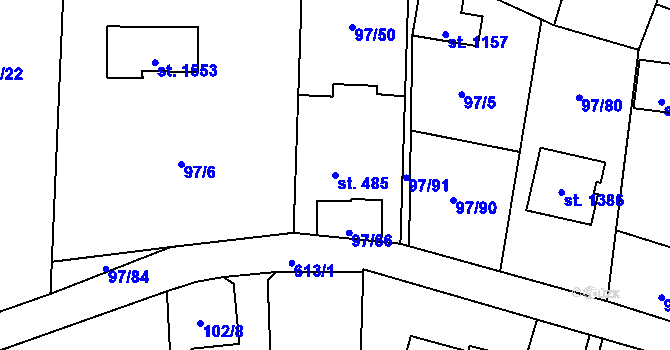 Parcela st. 485 v KÚ Michálkovice, Katastrální mapa