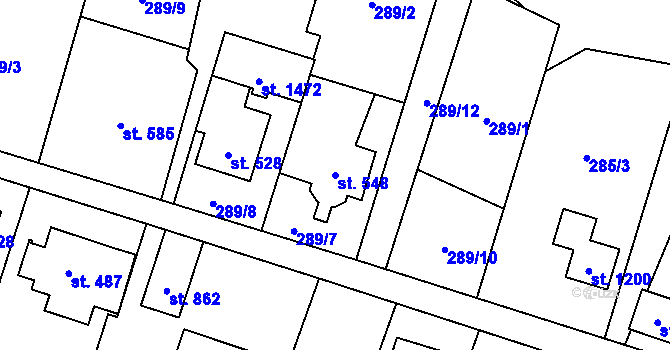 Parcela st. 548 v KÚ Michálkovice, Katastrální mapa