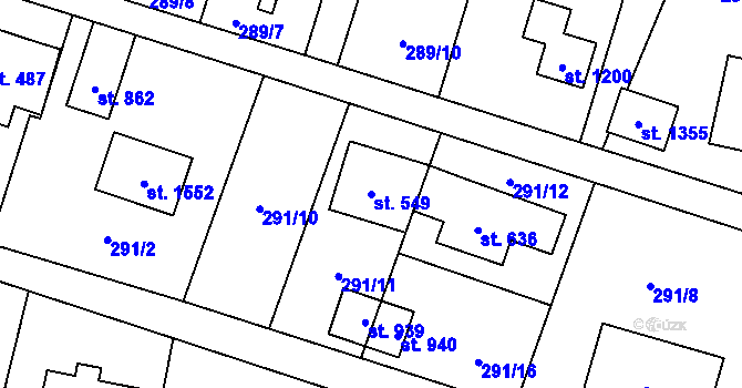 Parcela st. 549 v KÚ Michálkovice, Katastrální mapa