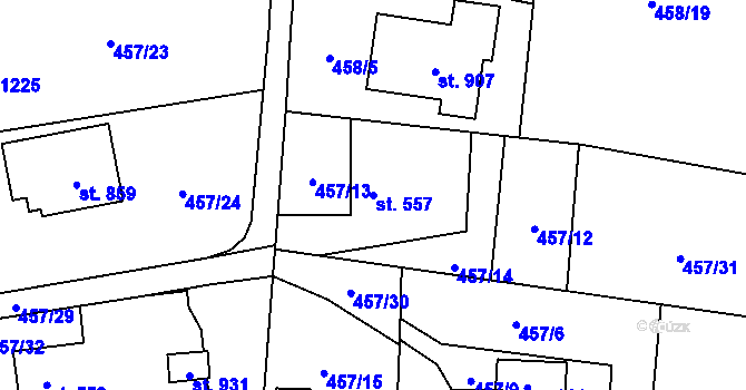 Parcela st. 557 v KÚ Michálkovice, Katastrální mapa