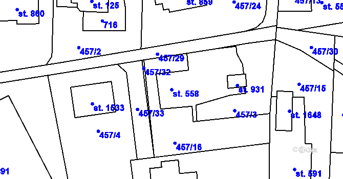 Parcela st. 558 v KÚ Michálkovice, Katastrální mapa