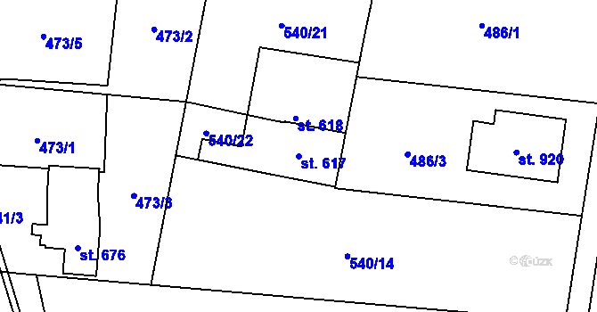 Parcela st. 617 v KÚ Michálkovice, Katastrální mapa