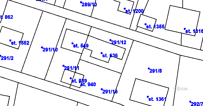 Parcela st. 636 v KÚ Michálkovice, Katastrální mapa
