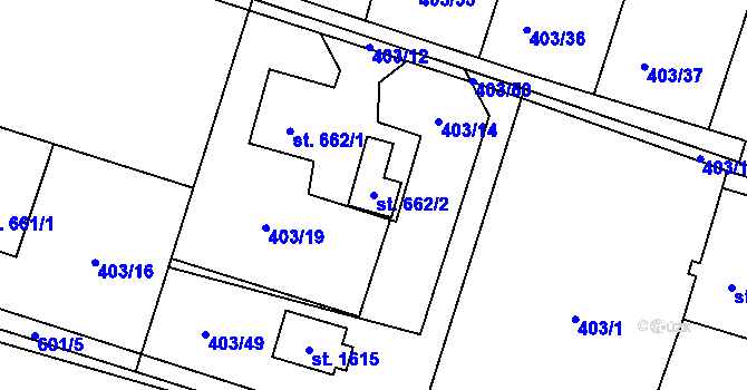 Parcela st. 662/2 v KÚ Michálkovice, Katastrální mapa