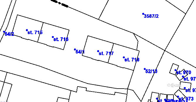 Parcela st. 717 v KÚ Michálkovice, Katastrální mapa