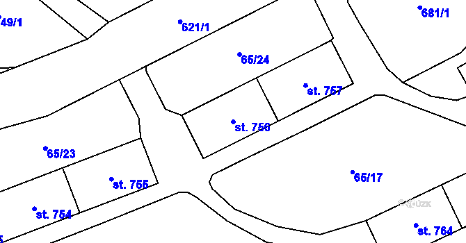 Parcela st. 756 v KÚ Michálkovice, Katastrální mapa
