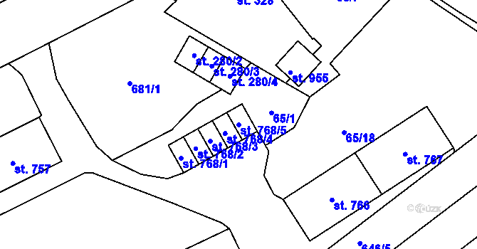 Parcela st. 768/5 v KÚ Michálkovice, Katastrální mapa