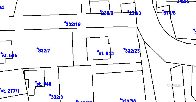Parcela st. 843 v KÚ Michálkovice, Katastrální mapa