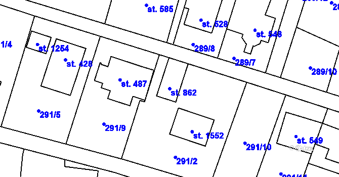 Parcela st. 862 v KÚ Michálkovice, Katastrální mapa