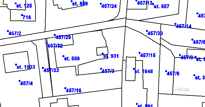 Parcela st. 931 v KÚ Michálkovice, Katastrální mapa