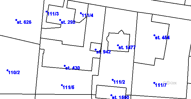 Parcela st. 942 v KÚ Michálkovice, Katastrální mapa