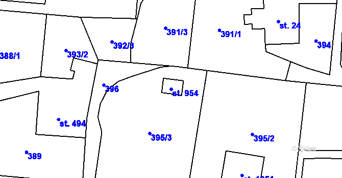 Parcela st. 954 v KÚ Michálkovice, Katastrální mapa