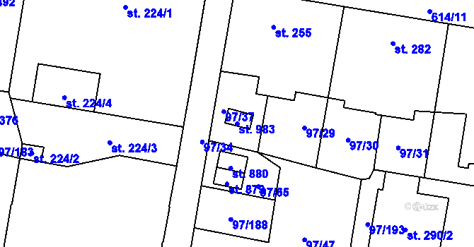 Parcela st. 983 v KÚ Michálkovice, Katastrální mapa
