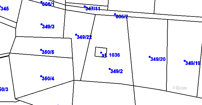 Parcela st. 1036 v KÚ Michálkovice, Katastrální mapa