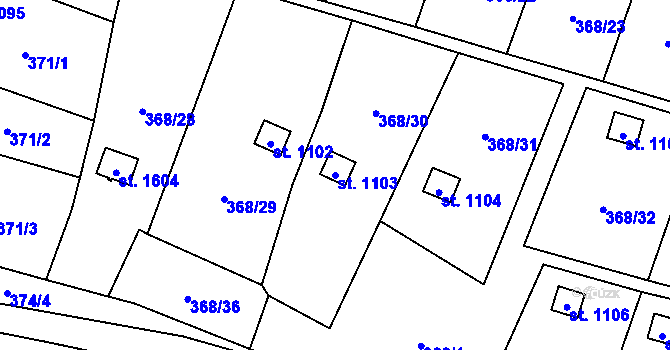 Parcela st. 1103 v KÚ Michálkovice, Katastrální mapa
