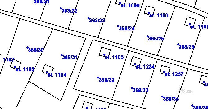 Parcela st. 1105 v KÚ Michálkovice, Katastrální mapa