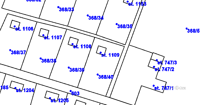 Parcela st. 1109 v KÚ Michálkovice, Katastrální mapa