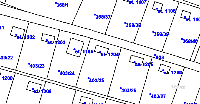 Parcela st. 1204 v KÚ Michálkovice, Katastrální mapa