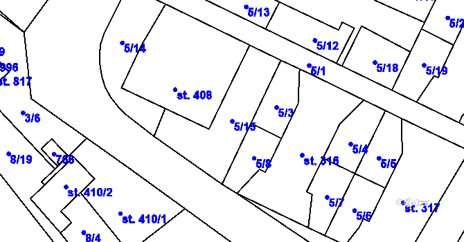 Parcela st. 5/15 v KÚ Michálkovice, Katastrální mapa