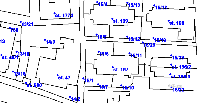 Parcela st. 15/6 v KÚ Michálkovice, Katastrální mapa