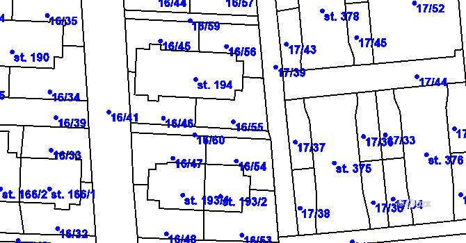 Parcela st. 16/55 v KÚ Michálkovice, Katastrální mapa