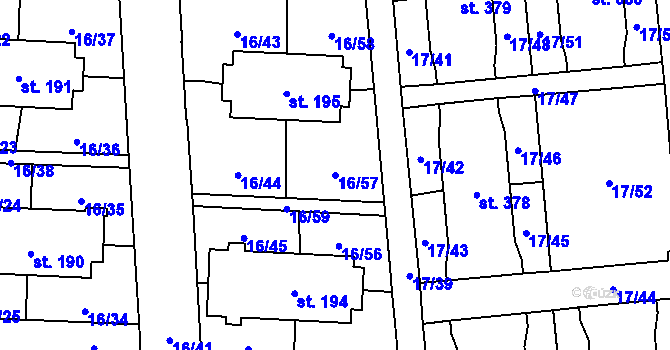 Parcela st. 16/57 v KÚ Michálkovice, Katastrální mapa