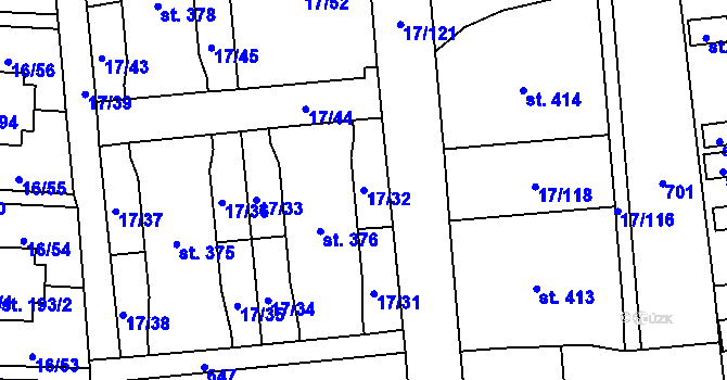 Parcela st. 17/32 v KÚ Michálkovice, Katastrální mapa