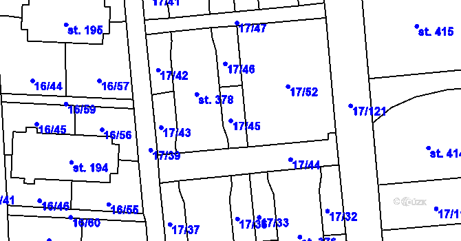 Parcela st. 17/45 v KÚ Michálkovice, Katastrální mapa
