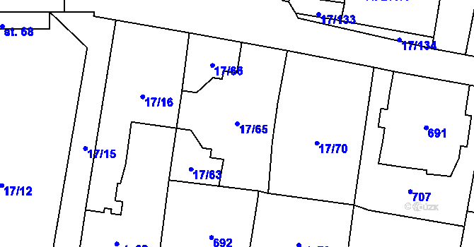 Parcela st. 17/65 v KÚ Michálkovice, Katastrální mapa