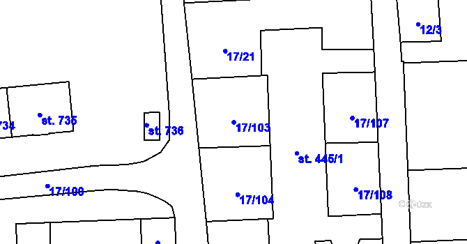 Parcela st. 17/103 v KÚ Michálkovice, Katastrální mapa