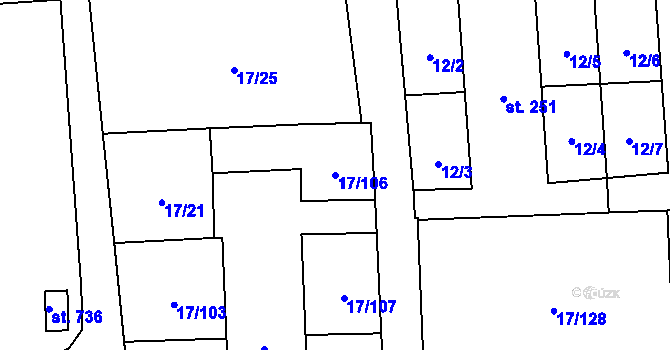 Parcela st. 17/106 v KÚ Michálkovice, Katastrální mapa