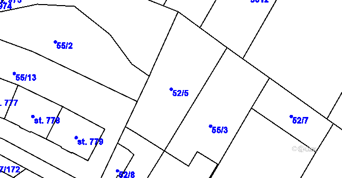 Parcela st. 52/5 v KÚ Michálkovice, Katastrální mapa