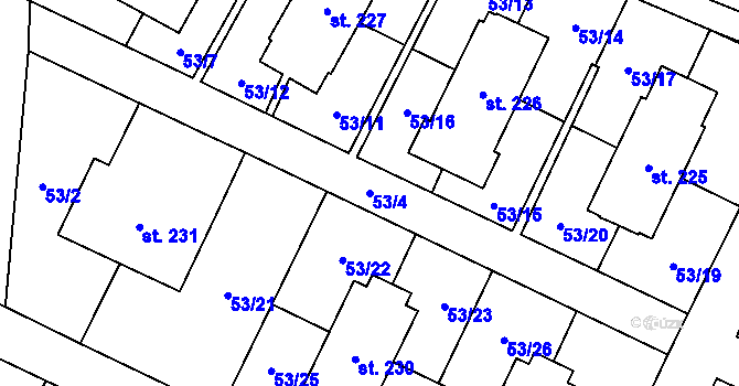 Parcela st. 53/4 v KÚ Michálkovice, Katastrální mapa