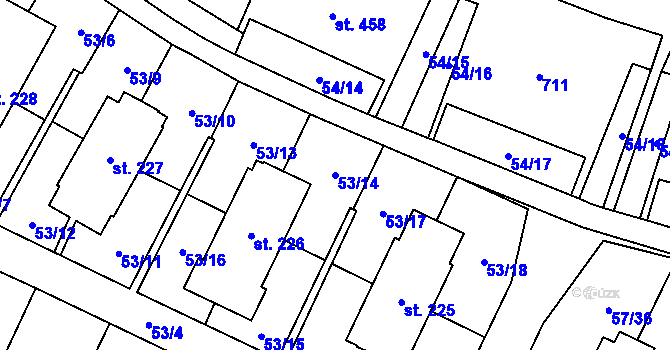 Parcela st. 53/14 v KÚ Michálkovice, Katastrální mapa