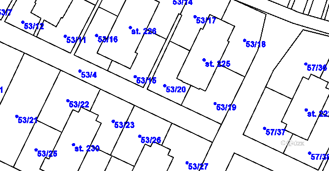 Parcela st. 53/20 v KÚ Michálkovice, Katastrální mapa