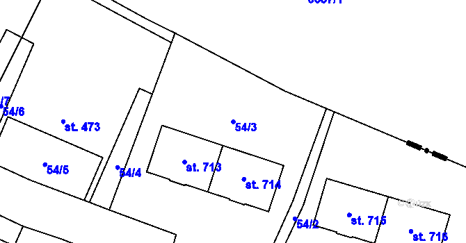 Parcela st. 54/3 v KÚ Michálkovice, Katastrální mapa
